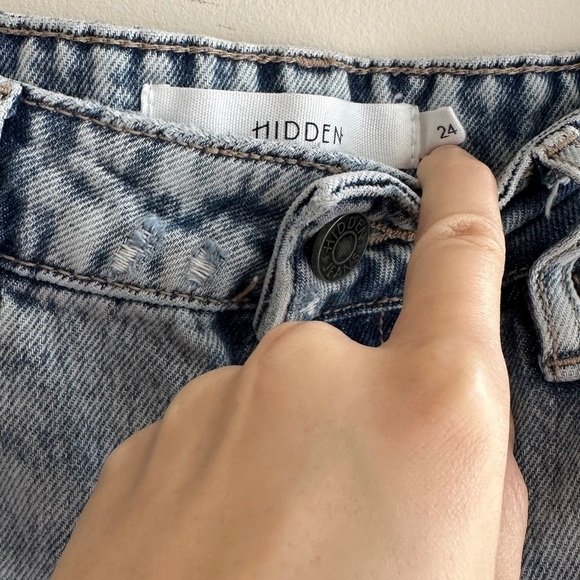 HIDDEN Light Blue Acid Wash Women's Front Slit Jeans, Denim Jeans, Size 24 - Picture 9 of 16